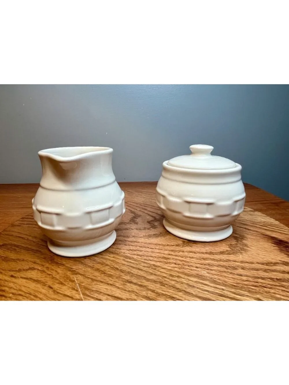 Longaberger Woven Traditions Ivory Sugar and Creamer Set